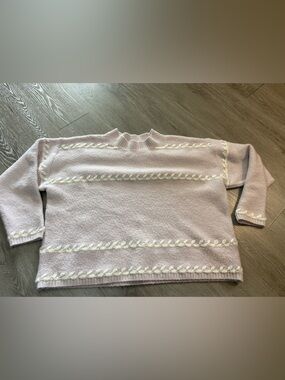 Women’s Light Pink Crewneck Textured Sweater